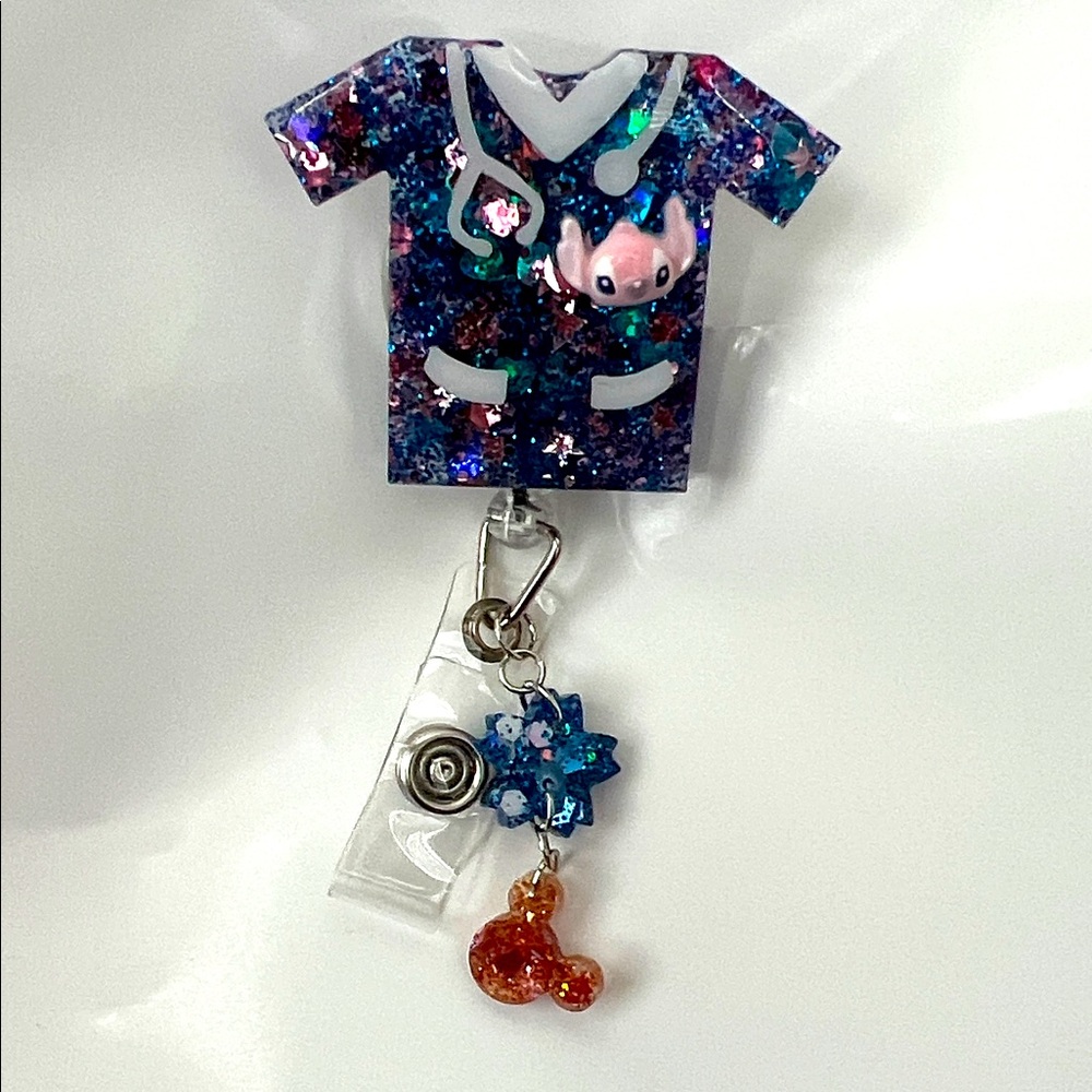 New Angel Glittery Nurse Badge Reel with Charms stitch friend